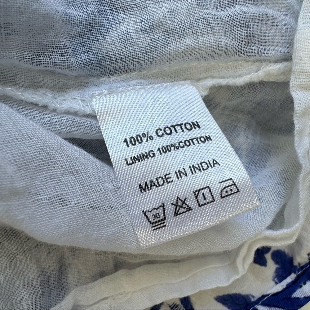 SoLe‎ By Mare Sole Amore Dress Women’s Large Blue Floral Cotton Resortwear Boho - Picture 8 of 11